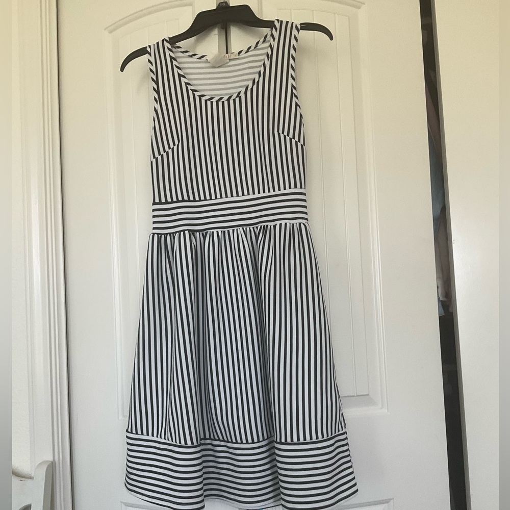 Danbee black and white striped dress